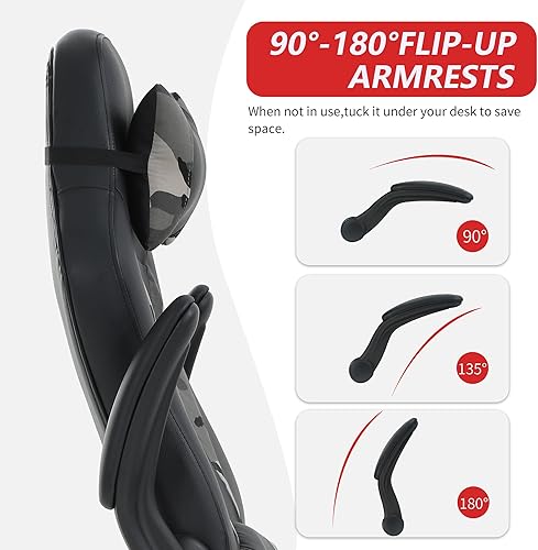 Miniatura 4 de PayLessHere Silla de escritorio para videojuegos, silla de oficina ergonómica con soporte lumbar, reposabrazos acolchados, reposacabezas ajustables,