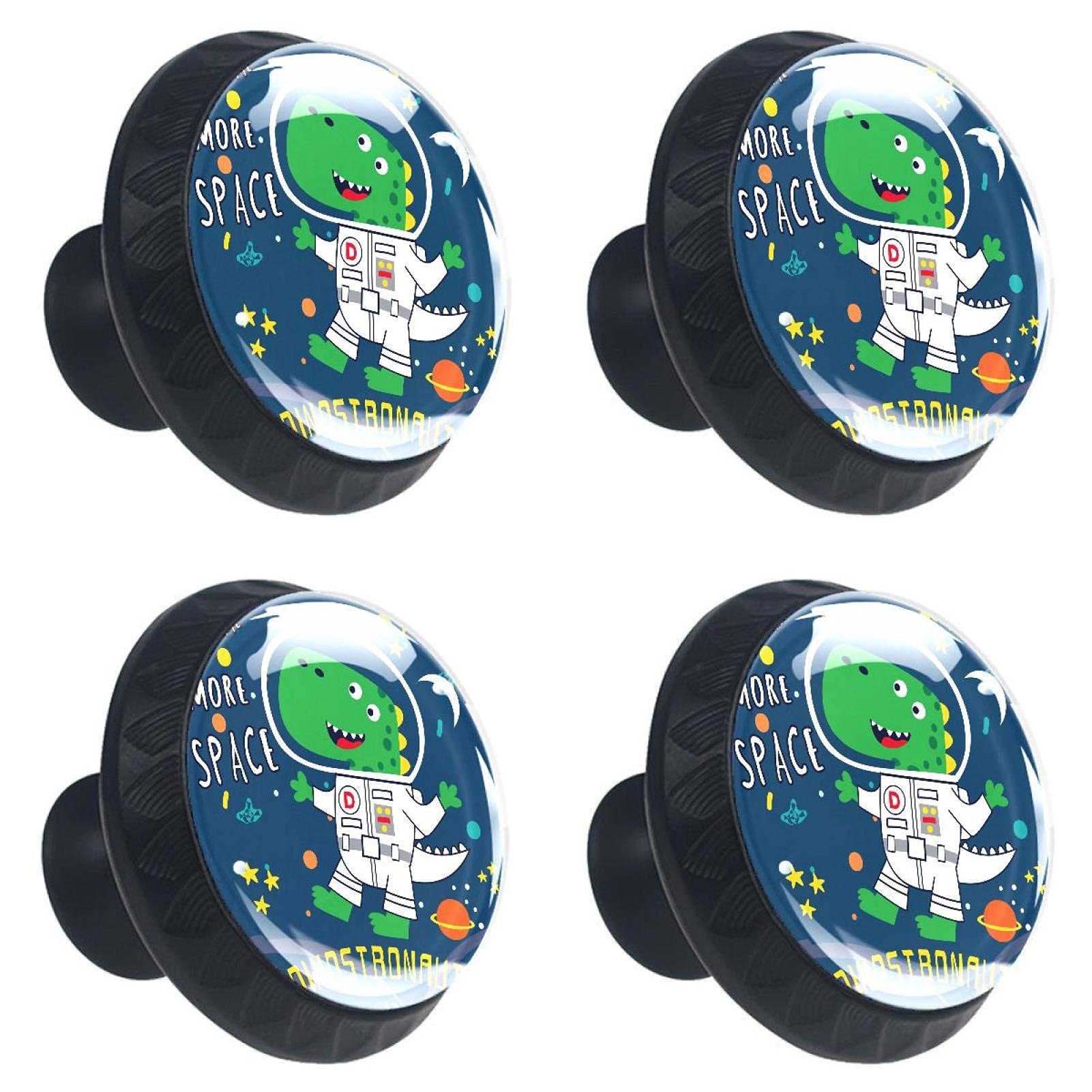 Bouton de tiroir en verre pour relooker vos meubles : lot de 4 poignées dinosaure bleu marine