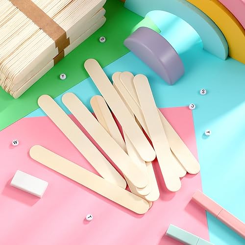Miniatura 6 de Sintuff 2500 palitos de madera jumbo de 6 pulgadas, multiusos, palitos de madera para helado, palitos de artesanía naturales, palitos de cera para