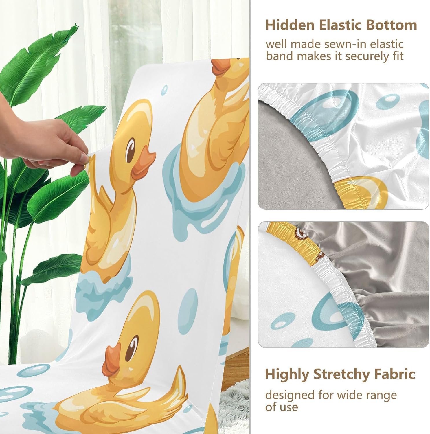 ALAZA Chair Covers for Dining Room, Duck Color Stretch Chair Cover Sets Chair Protector Removable Washable for Ktichen Restaurant Hotel