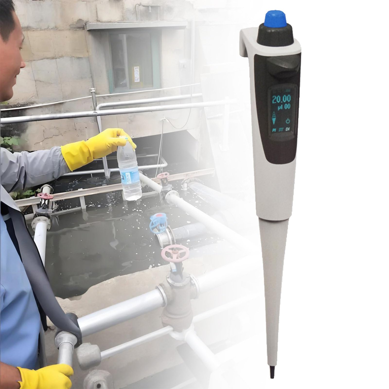 Pipeta electrónica de un Solo Canal, 0,5-1000 ul, Ajustable, para pipeteo, Mezcla, Paso a Paso y dilución 30-300μL