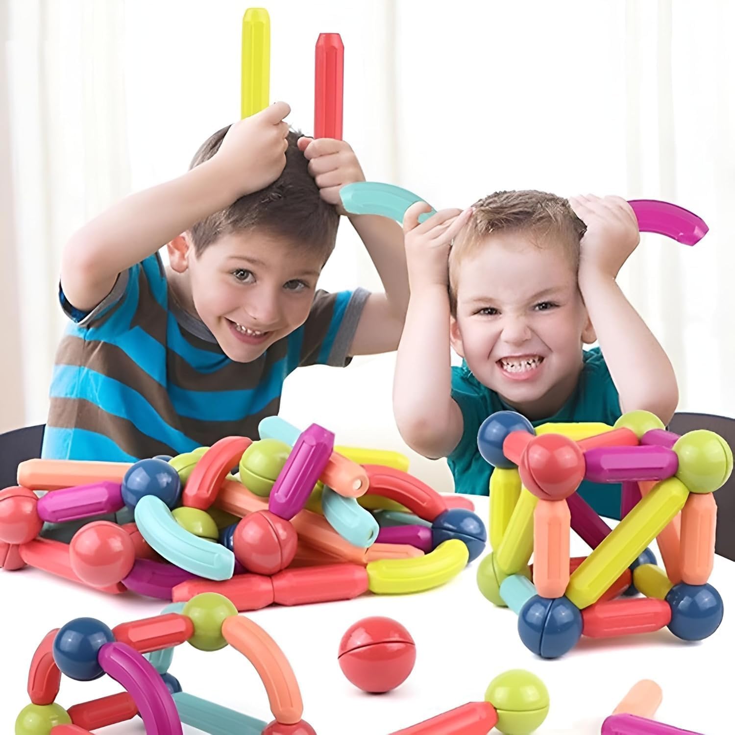 Umadiya® Jumbo Size Magnetic Sticks Building Blocks for Kids Magnetic Toys for Boys Age 3+ Year Old Educational Stem Learning Magnet Stick with Balls Game Set (25 Pcs Magnetic Sticks-Ball) - Image 8 thumbnail