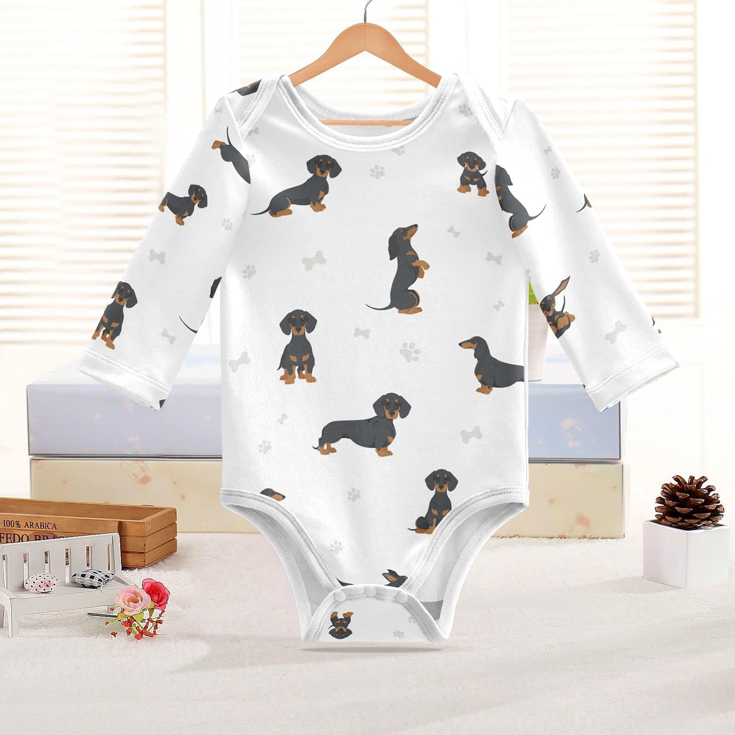 vvfelixl Baby Bodysuits Black Pug White Long Sleeve Cotton Baby Clothes For Boys Girls 0-24 Months