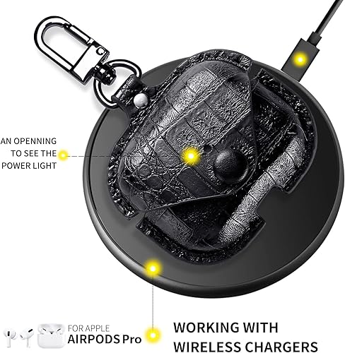 Miniatura 5 de MODOS LOGICOS Funda de carga de cuero para Apple AirPods Pro, seguro a presión compatible con AirPods Pro de 1 y 2 generación (color negro)