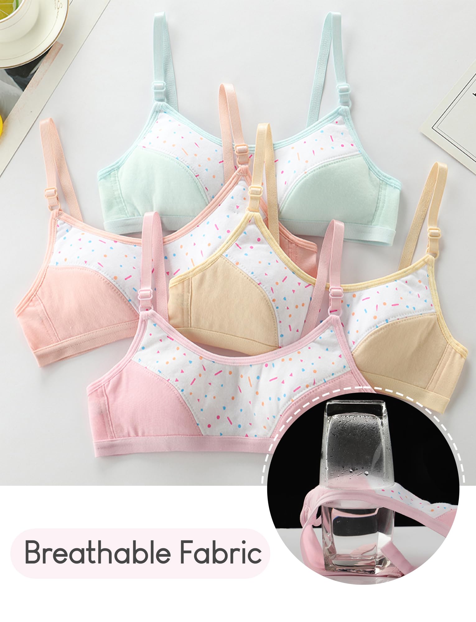 Happy Cherry Soutiens-Gorge Fille sans Armature Coton Brassiere Ado Brassière Soutien Adolescente pour 6 à 12 Ans