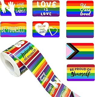 500PCS Pride Support Stickers Roll for LGBTQ, Rainbow Rectangle Pride Stickers, LGBT Pride Accessories, Support LGBTQ Causes Stickers for Pride Month Decorations