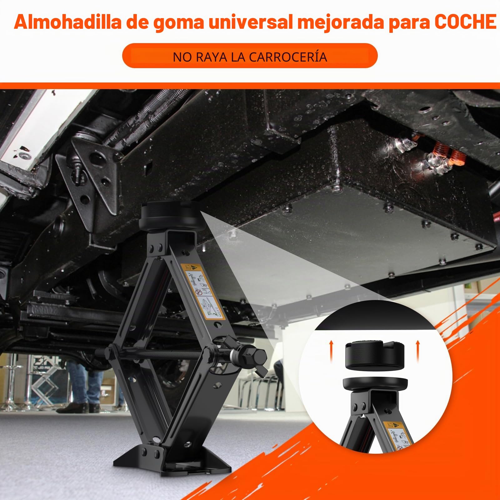 IMAYCC Nuevo Gato para Coche 2.5T/2500kg, Kit de Gato Coche con 2 Piezas Bloque De Goma Universal, Portátil Kit de Emergencia con Llave de Tuercas de Rueda.