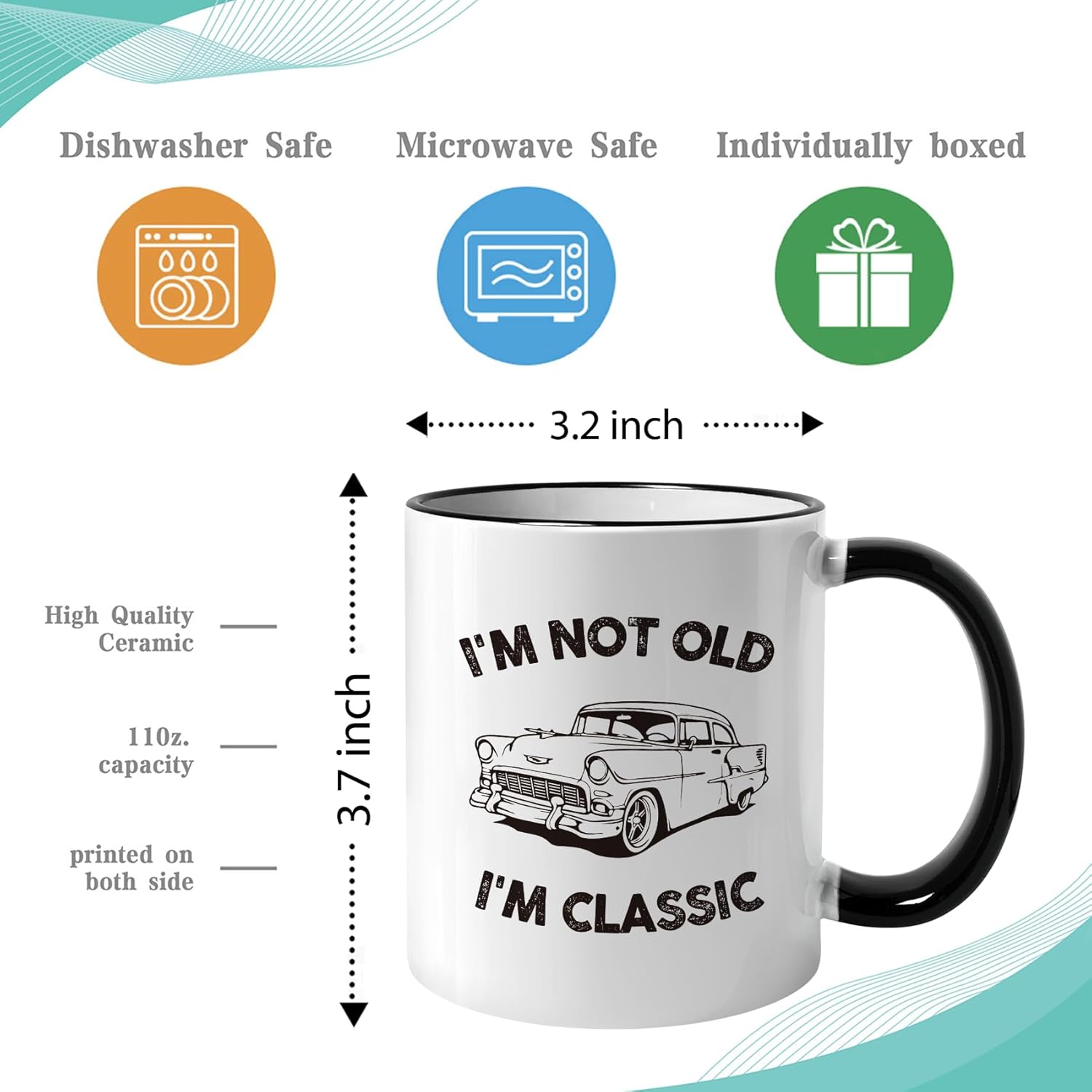 Birthday Gifts for Men - I'm Not Old I'm Classic Coffee Mug - Christmas Birthday Unique Gift for Men, Dad, Grandpa, Him, Husband Ceramic Coffee Mug 11 OZ -42 - Image 3
