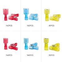 Vista 52 de HKS Conector de desconexión rápida de pala macho de nailon, 100 unidades, color amarillo, kit de conectores de cable eléctrico de 12-10 AWG, cobre