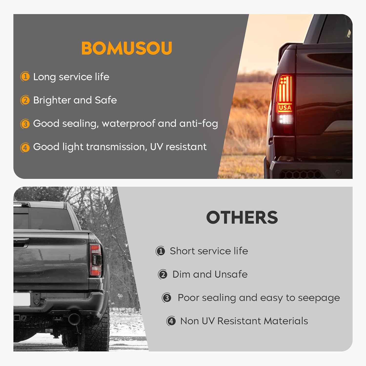 LED Tail Light Fit for Chevy Silverado 1500 2500 HD 1999-2002, for GMC Sierra 1500 2500 HD Fleetside 1999-2003, Smoke Lens
