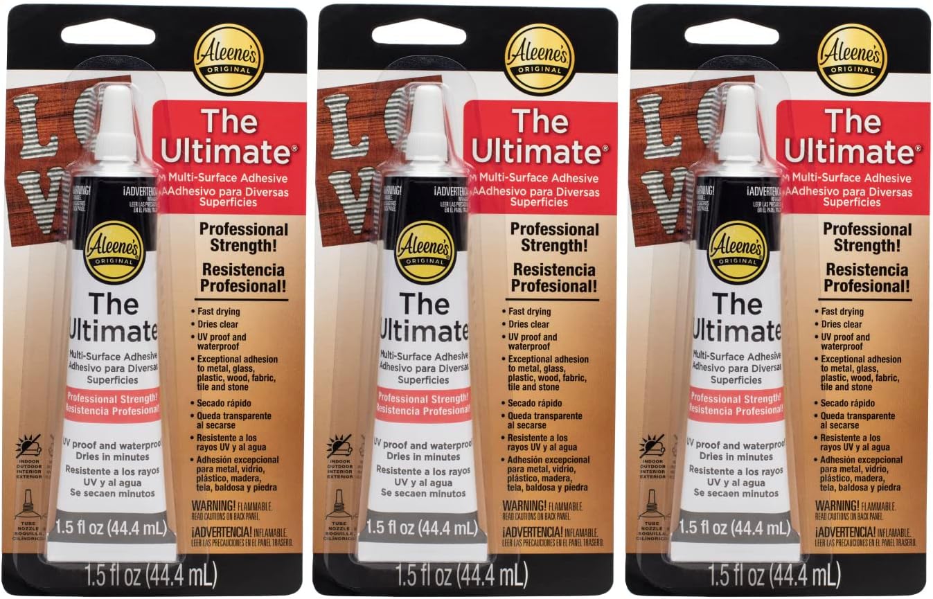 The Ultimate Multi-Surface Adhesive, Professional Strength Glue, Strong Bond, Fast Drying, UV & Water Resistant, Repairs, Models, Metal, Glass, Plastic, Wood, Fabric, Tile 1.5 fl oz 3-Pack