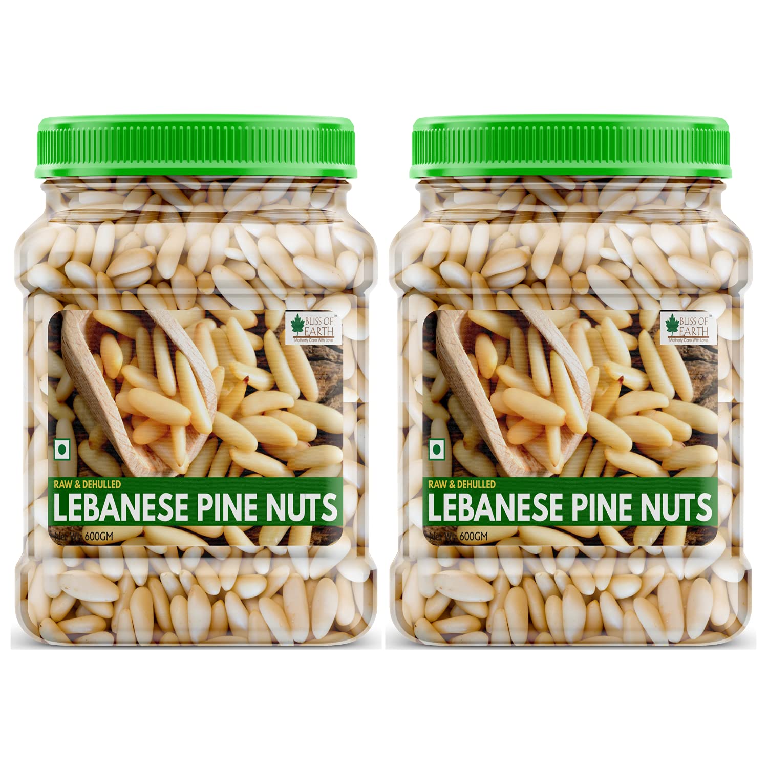 Bliss Of Earth Lebanese Pine Nuts Without Shell (Chilgoza) Raw & Dehulled, Good for Heart and Energy Booster (Pack of 2x600Gm)