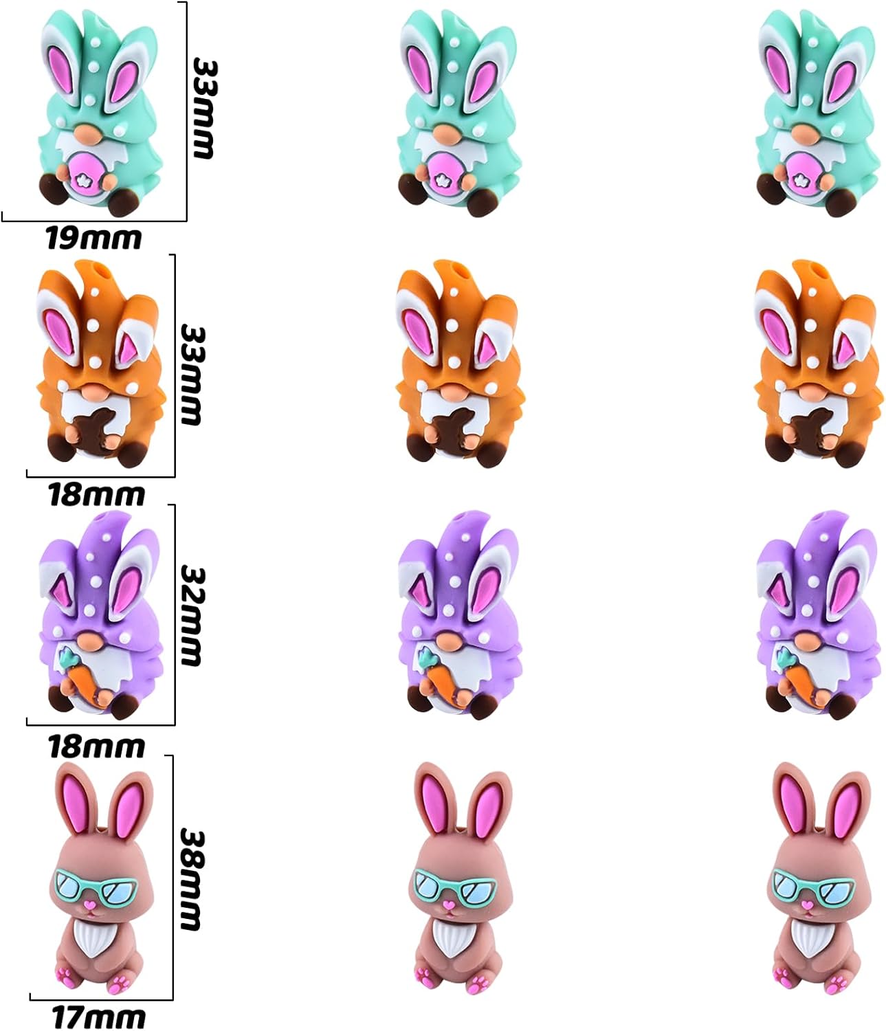 3D Silicone Beads for Keychain Making, 12 PCS Easter Theme Silicone Focal Beads for Pen, Loose Beads for Bracelet Necklace Lanyard Jewelry and Handmade Crafts Making - Image 2