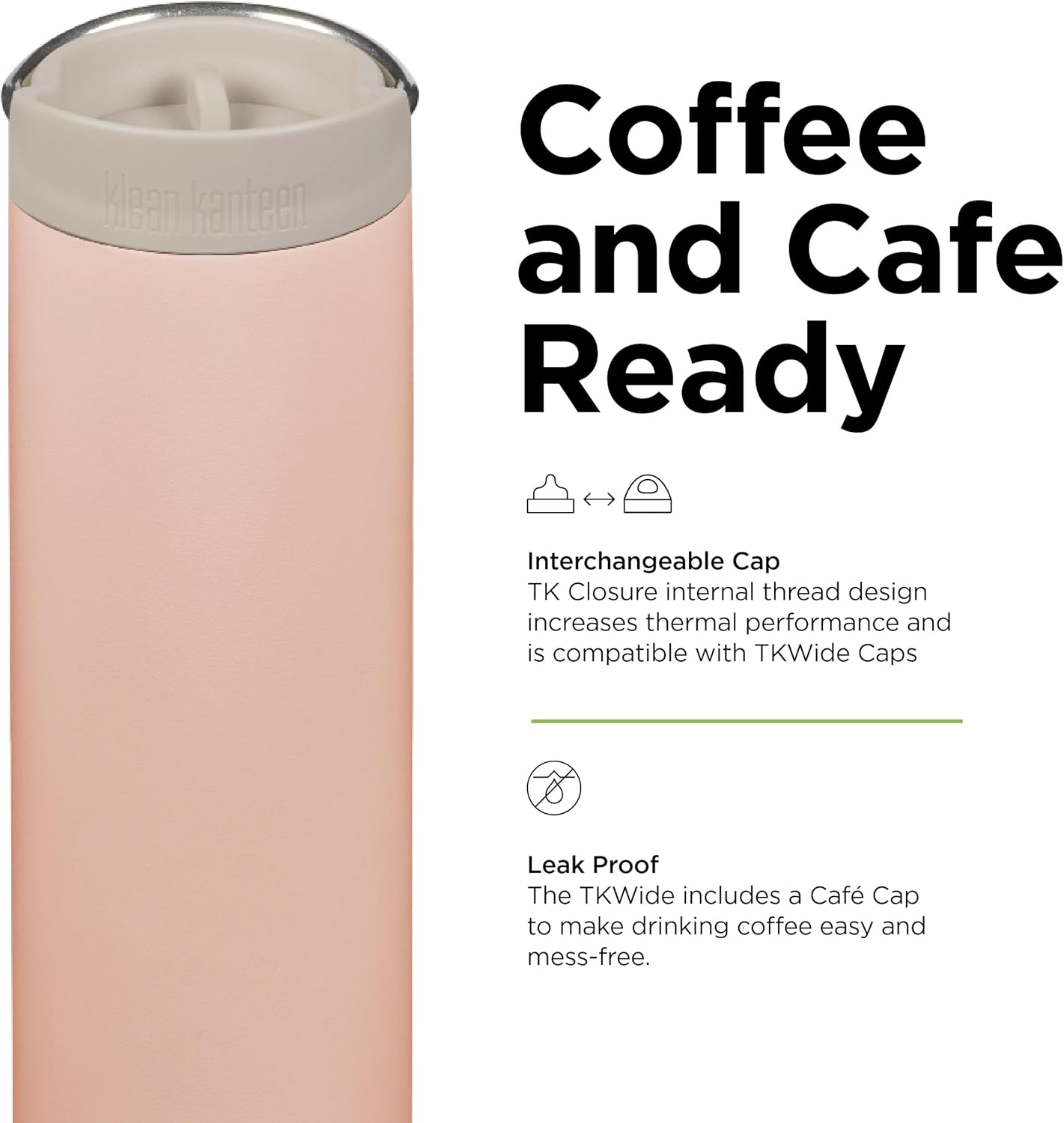 Klean Kanteen 20oz TKWide Insulated Coffee Tumbler with Café Cap - Peach Parfait - Image 4