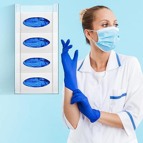 Miniatura 4 de Weysat Soporte para guantera de acrílico montado en la pared, dispensador de guantes doble flotante, organizador de guanteras para 2 cajas (21.1