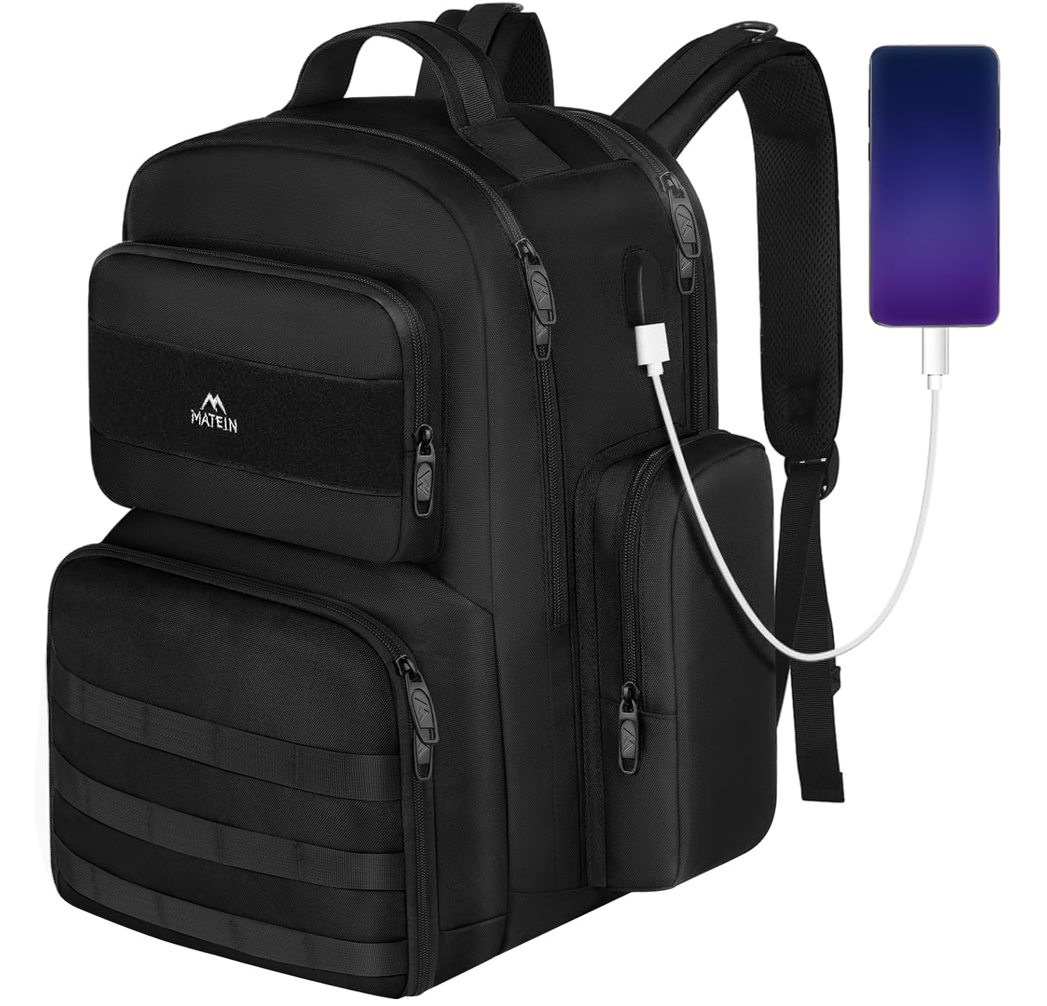 MATEIN Lunch Backpack for Men Work, 15.6 Inch Tactical Backpack with Lunch Compartment, Large Laptop Backpacks with Insulated Cooler Bag for Travel Beach Camping Picnic Hiking, Black