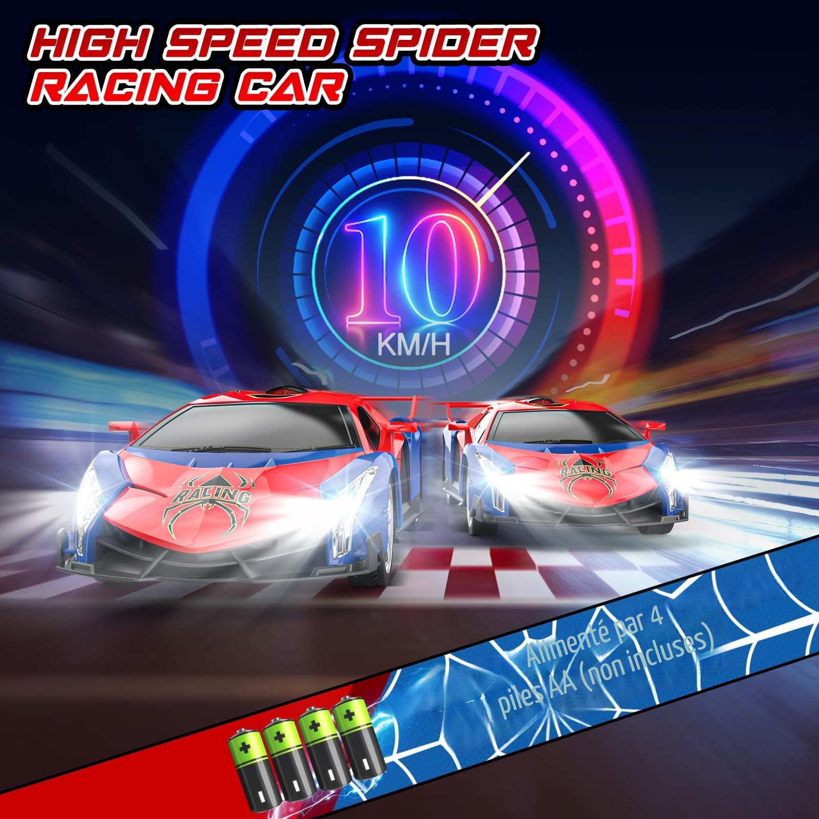 Mieryd Voiture Télécommandée, 1:18 Voiture de Course Spider Jouet Garçon | Cadeau Enfant Fille 3 4 5 6 7 8 Ans Voiture Radiocommandée à Batterie Jeux Intérieur Extérieur Véhicule Téléguidée Drift Cars