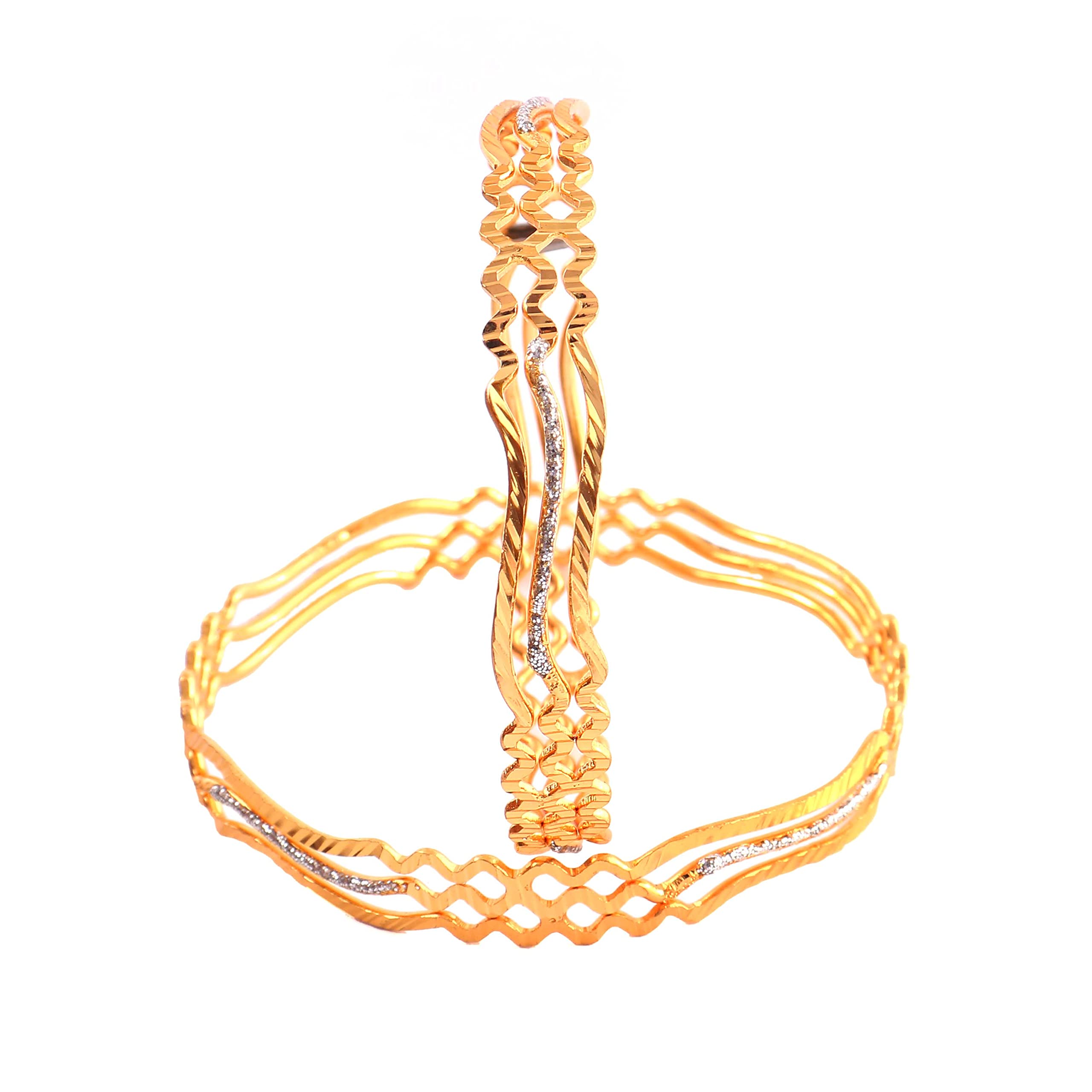 Jewar Mandi Bangle Set Gold Plated Ad Cz Handmade Jewelry For Women & Girls (2.6) (B0B53F2TZJ) Amazon Price History, Amazon Price Tracker
