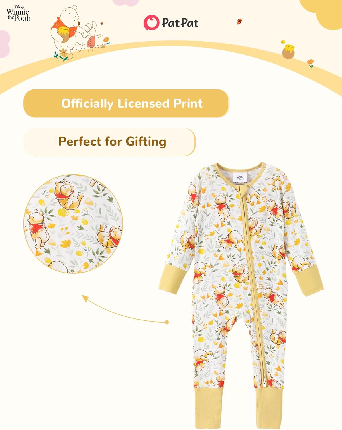Disney Princess Stitch Marvel Baby Viscose Made from Bamboo Long Sleeve Footie Romper Zipper Sleep Outfit Newborn to Infant