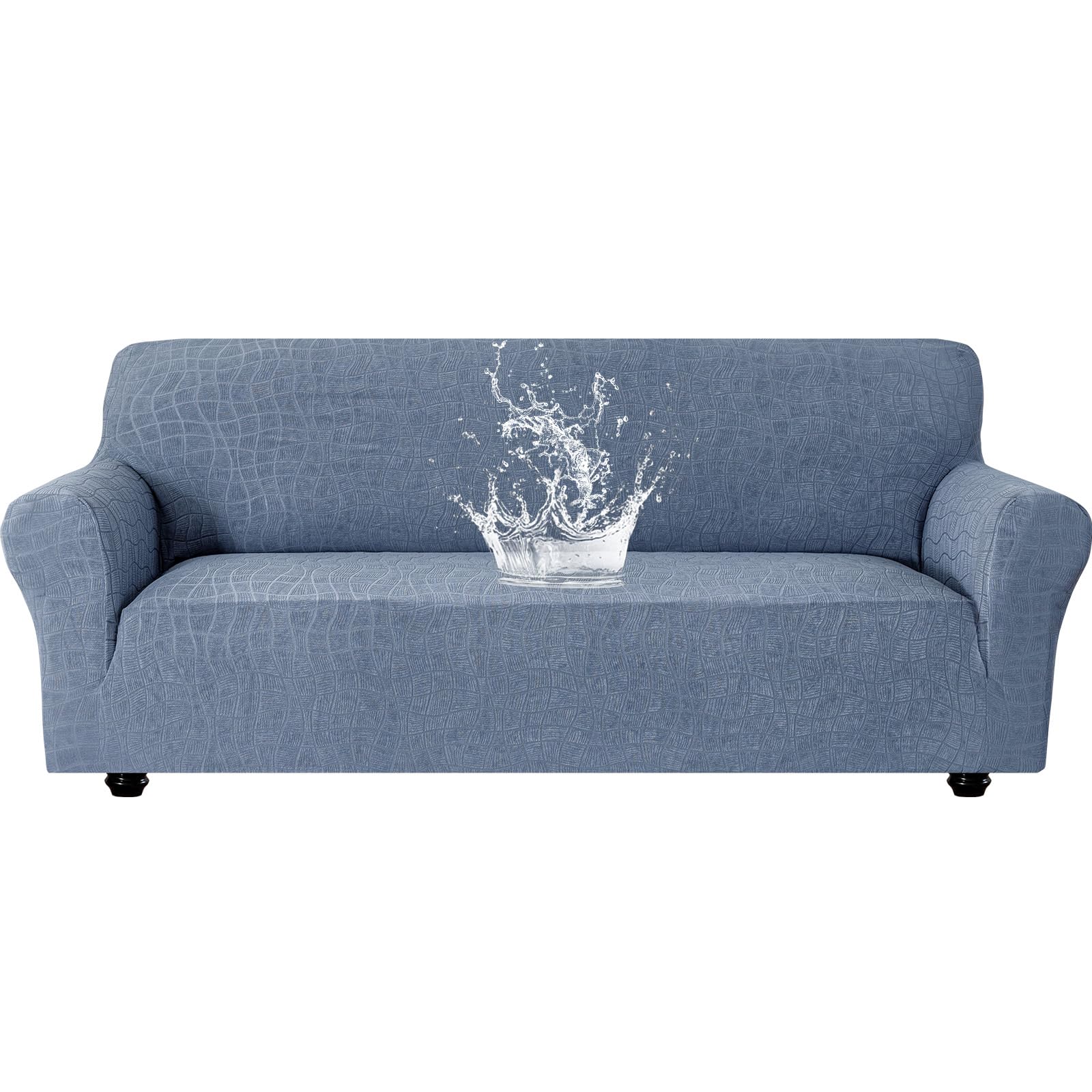 Ystyle Housse de Canapé Imperméable 3 Places avec Accoudoirs, Universelle Protege Canape Antidérapante, Sofa Cover Anti Poils Animaux, Protector Decoration pour Canapé, Bleu Gris