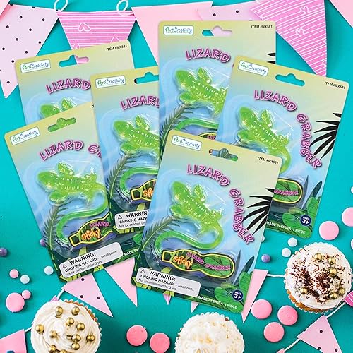 Miniatura 6 de ArtCreativity Juego de 6 agarradores de lagartos pegajosos, juguetes para niños que se pegan en las paredes, juguetes lanzadores para niños y niñas,
