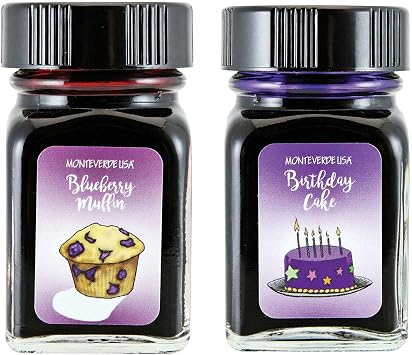 Monteverde 60ml Sweet Life Fountain Pen Ink Bottle 30ml Blueberry Muffin Ink Bottle G309BM, 30ml Birthday Cake Ink Bottle G309BC