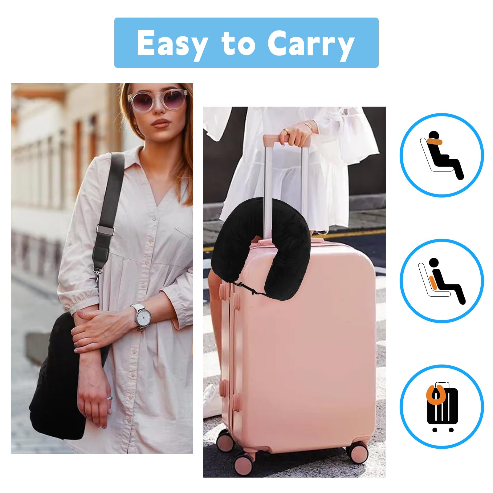 Cuscino Da Viaggio Riempibile Con Benda - Supporto Collo Multiuso Per Aereo, Auto E Treno