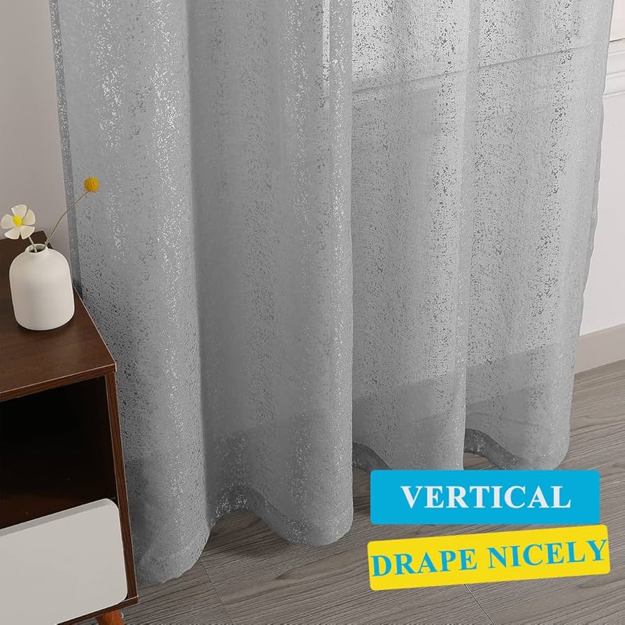 Amazon｜TERLYTEX グレー スパークルカーテン 長さ63インチ
