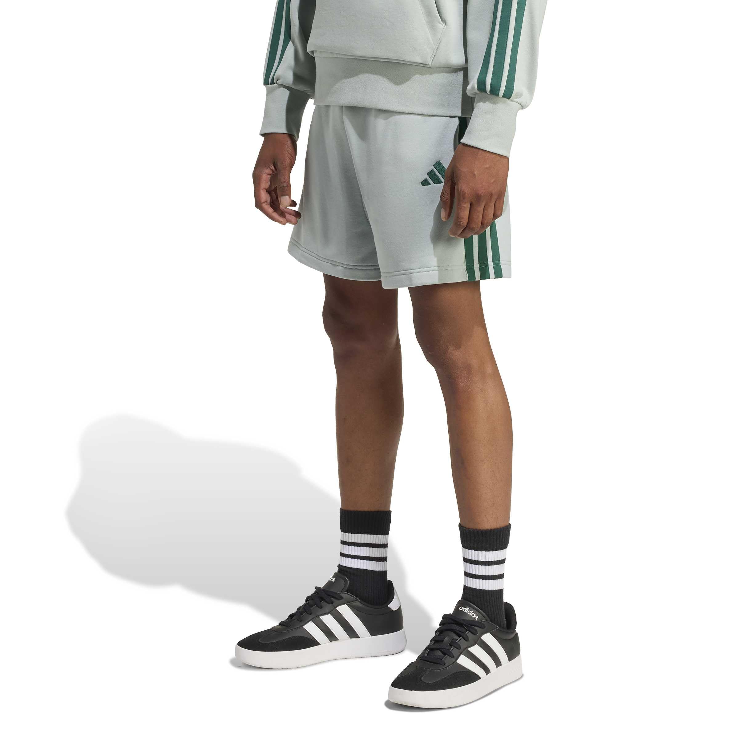 adidas Homme Essential Three Stripes French Terry Short, Wonder Sage/Collegiate Green, L