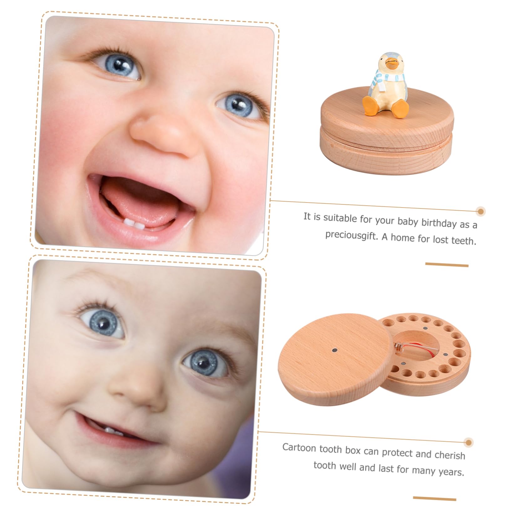 BESTonZON 1 Juego Caja conmemorativa de deciduos soporte para deciduos cajas de recuerdos porta de bebe titular de los material de haya