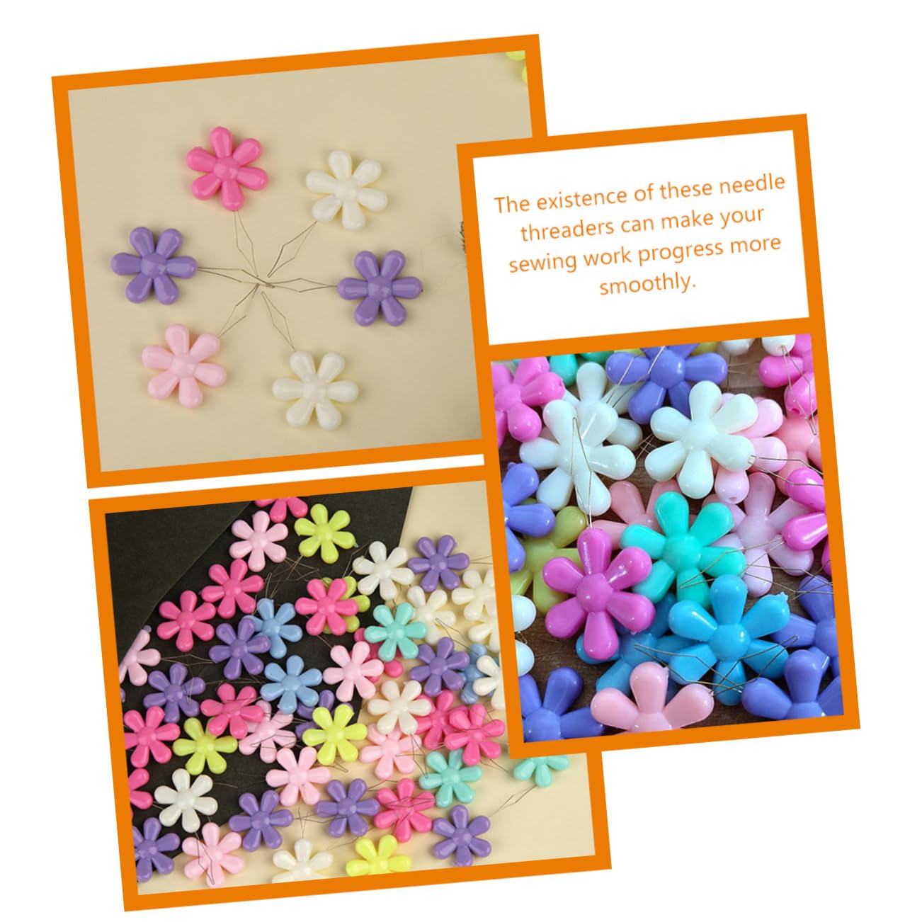 200piezas Enhebrador De Agujas De Coser Cabeza De Flor Accesorios De Costura Para Manualidades y Proyectos De Bricolaje Para Agujas De Ojos Pequeños