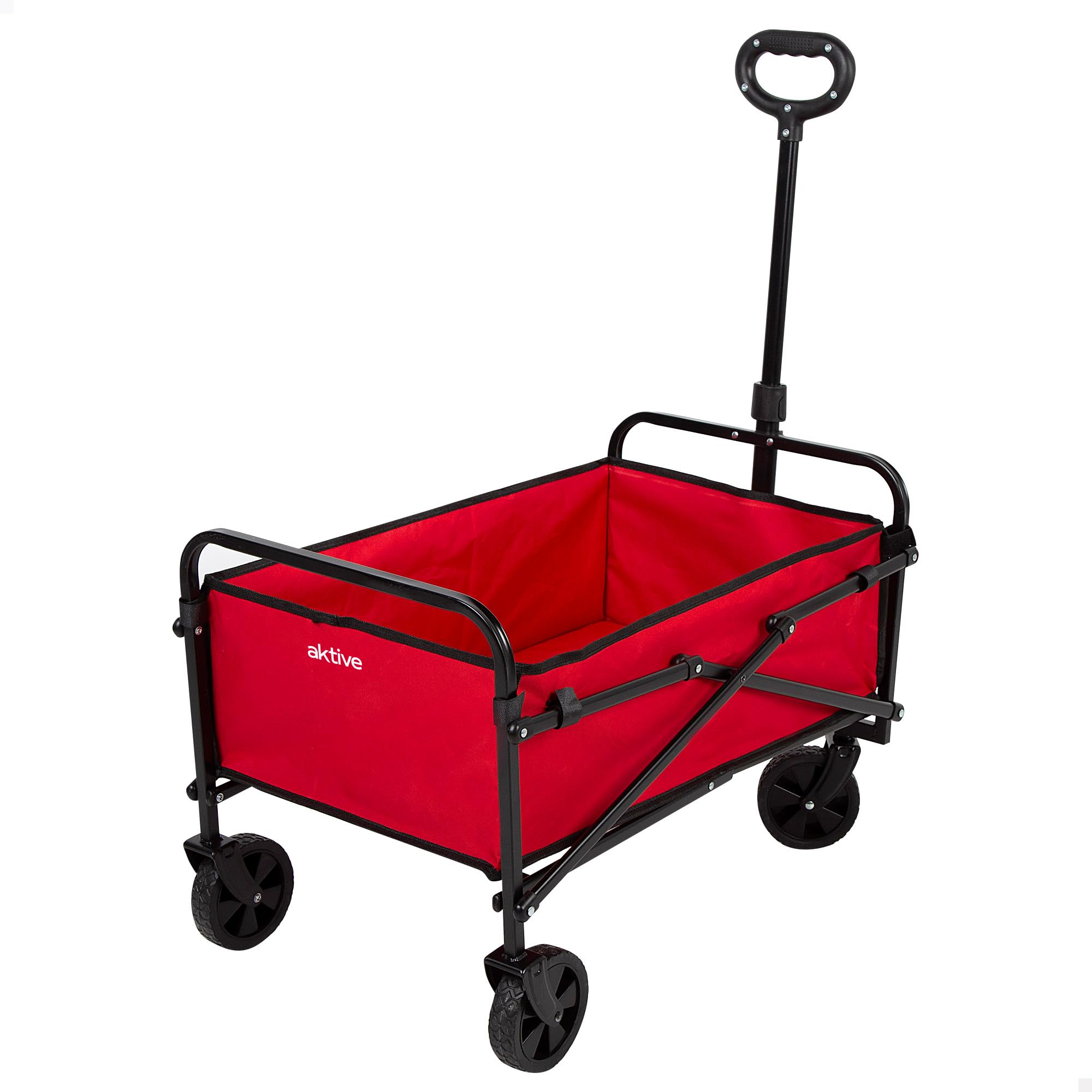AKTIVE Carrito Transporte con Ruedas, 65x40x48/94 cm, Color Rojo, Mango Regulable 2 Alturas, Capacidad de Carga 60 kg, Estructura acero, Plegable, Playa, Jardín, Camping, Picnic (62375)