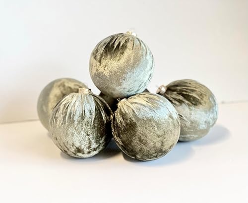 Miniatura 7 de Green Christmas Handmade Velvet Ornaments, Bulk Christmas Balls, Christmas Tree Bulbs, Christmas Decorations, Christmas Gift Idea, Set of 12