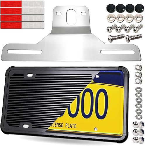 Soporte de matrícula de remolque con marco de silicona para placa de automóvil para camiones, barcos, casas rodantes, placas universales con kit de