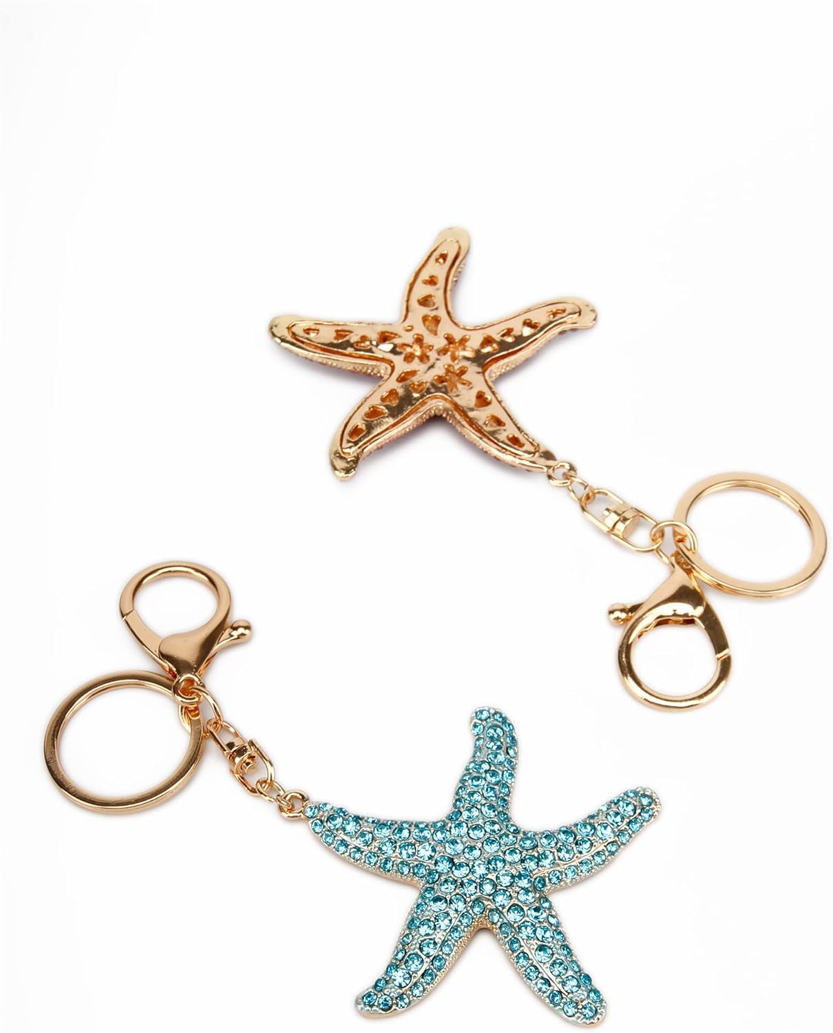 Lucky Starfish Colorful Opal Rhinestone Plating Women Car/Bag Keychain Purse Charm - Image 6