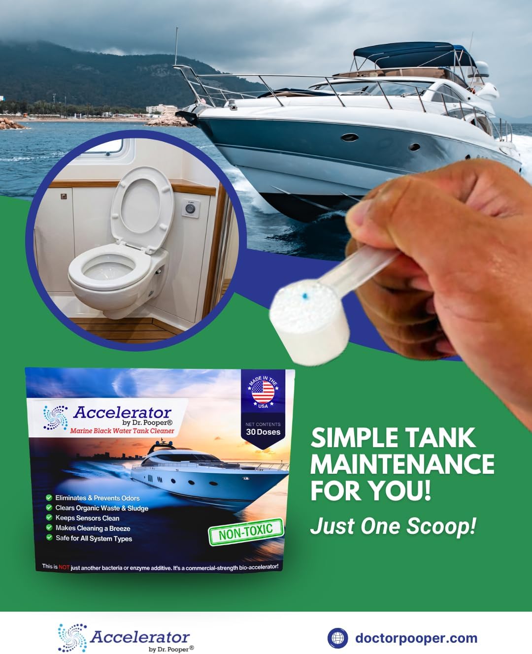 Dr. Pooper Marine Black Water Tank Cleaner – Powder, Odor & Waste Control image 2