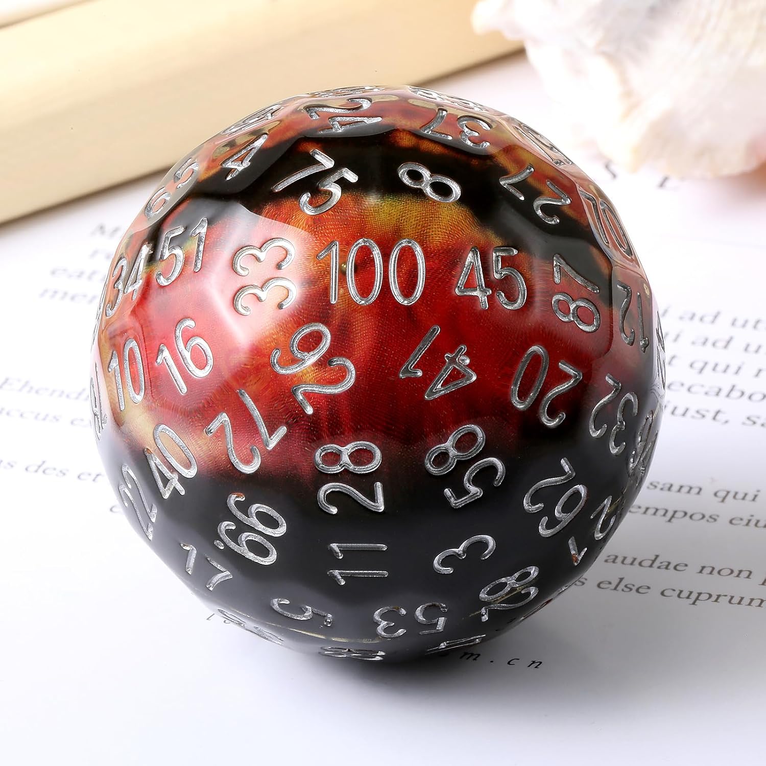 DNDND Liquid Core D100 Dice with Floating Dragon Eye | 50mm Large 100 Sided Die | Handmade Resin Dragon Eye Dice for DND RPG Games | with Velvet Pouch