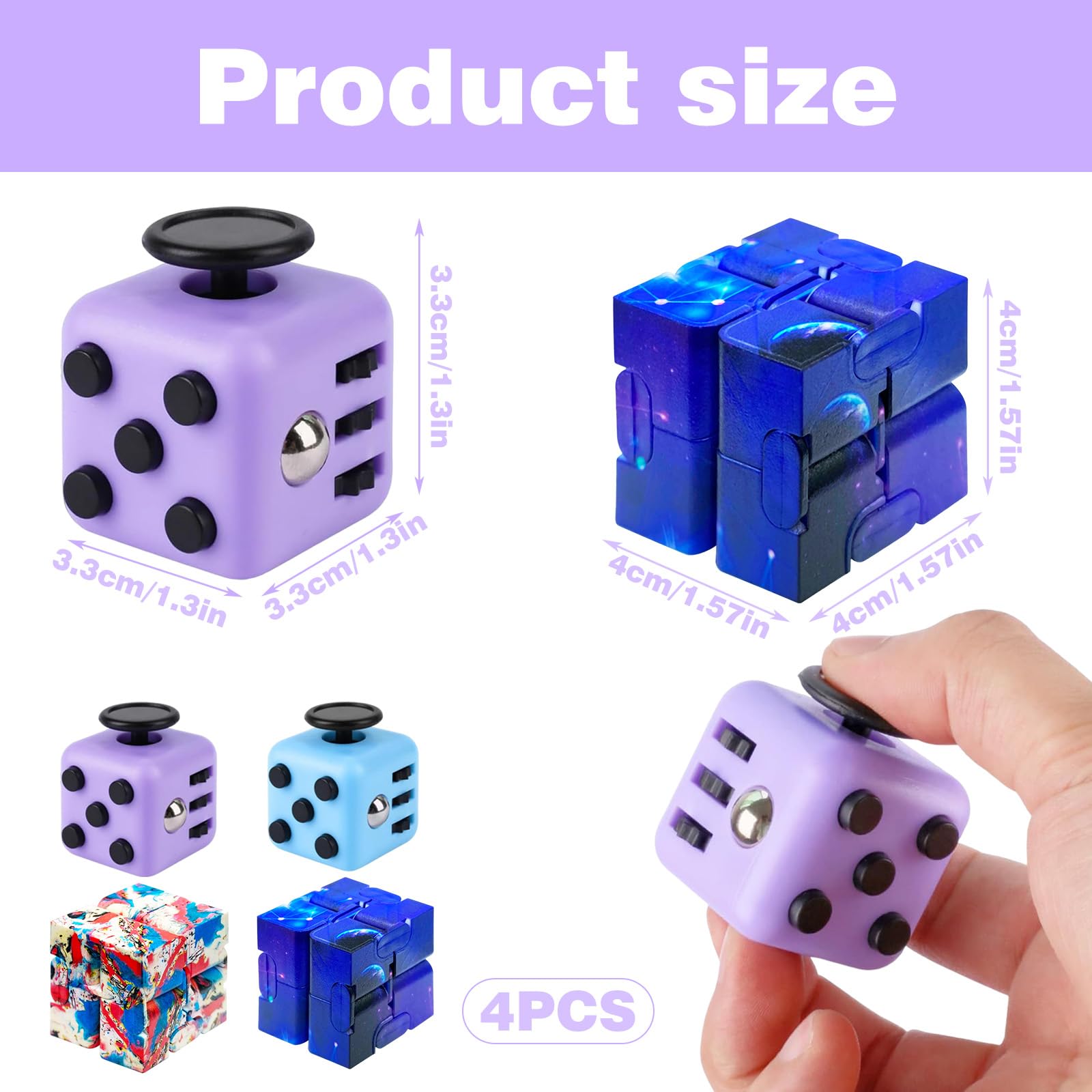 4PCS Fidget Cube,infinity Cube,fidget Cubes for Kids with 6 Different Functions - Image 2