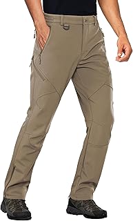 Stlight Mens Snow Ski Water Repellent Softshell Pants for Winter Hiking Fleece Lined Bottom Leg Zipper with 6 Zip Pockets