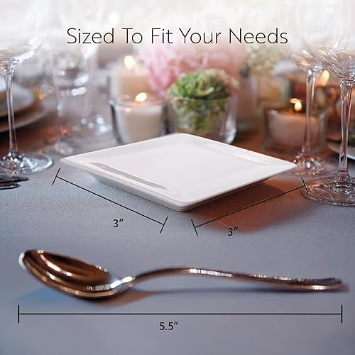Miniatura 2 de Restaurantware -10 platos blancos pequeños cuadrados, mini platos de 3 pulgadas, para aperitivos, aptos para microondas, apto para horno, plato