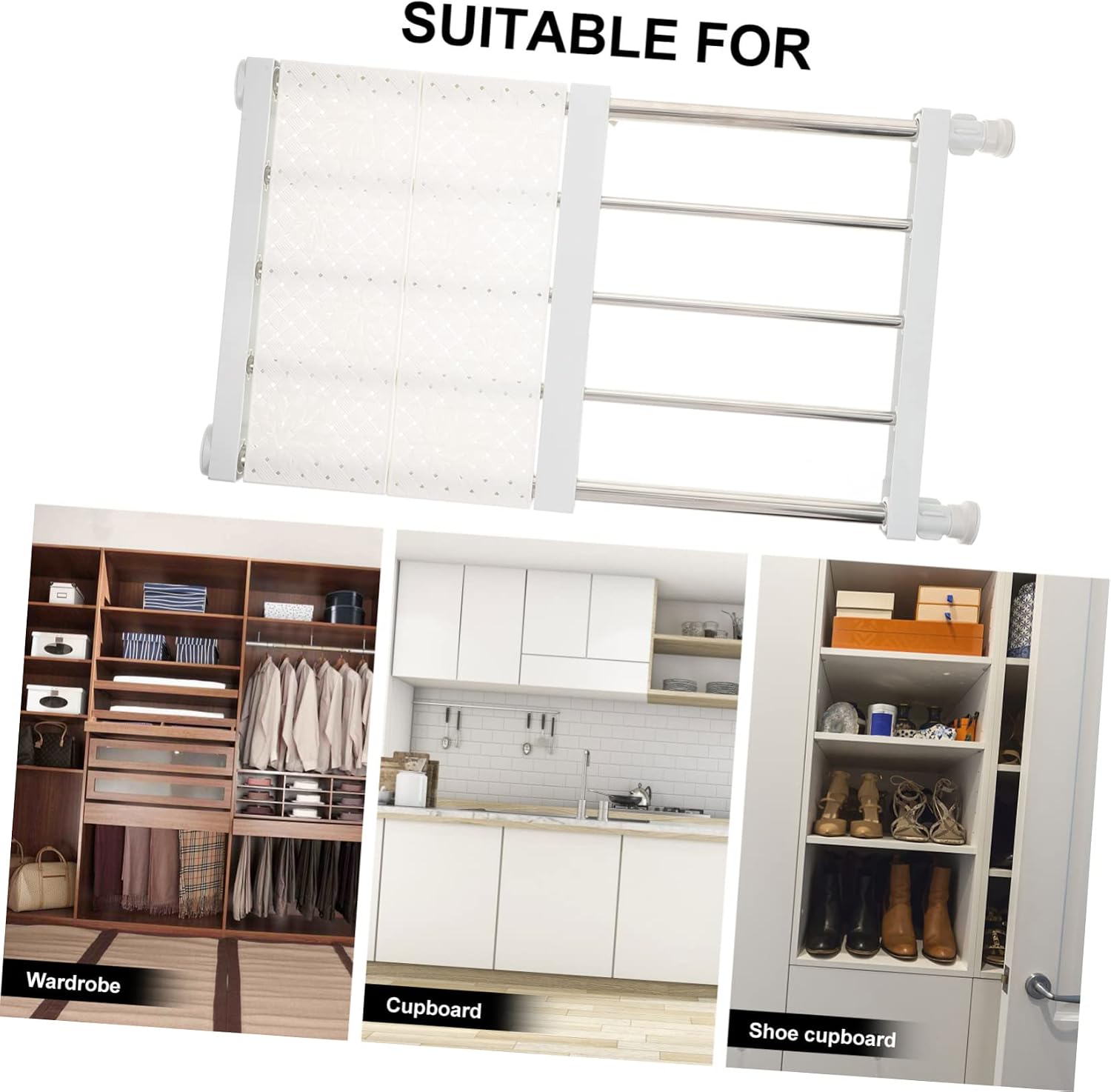 Cabilock Storage Rack Shelf Retractable Partition Closet Organizer Storage No-screw Design Material
