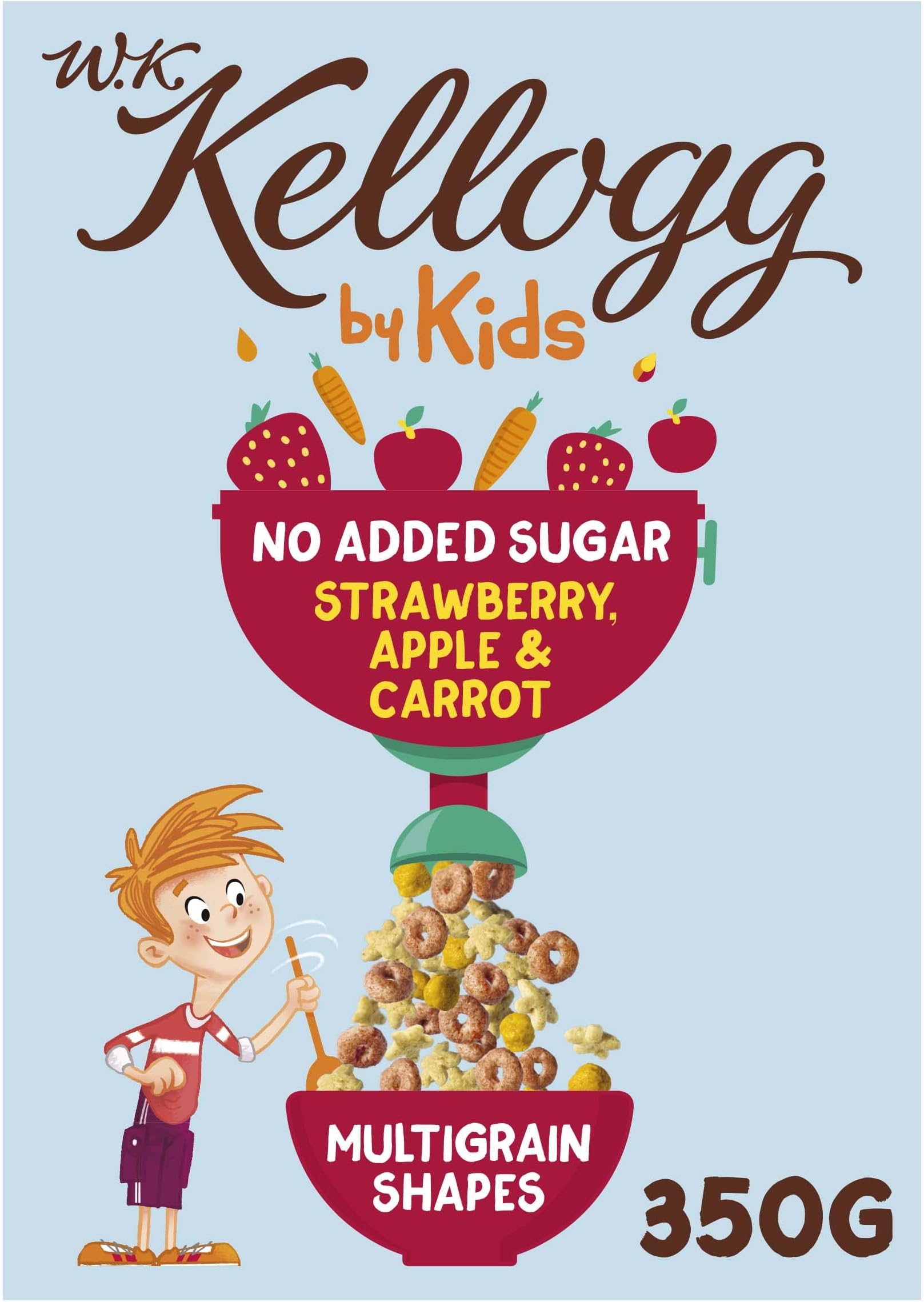 W.K Kellogg by Kids Strawberry, Apple & Carrot Multigrain Shapes Cereal, 350g