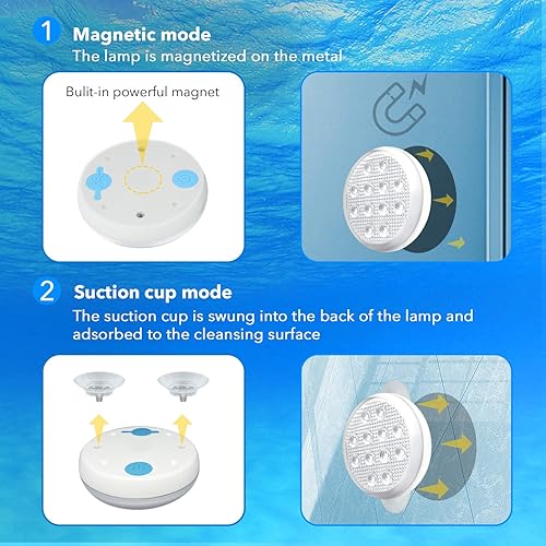 Miniatura 5 de Geekman Luces LED subacuáticas recargables con control remoto, IP68 impermeables 16 colores luces ambientales de piscina, alimentación USB-C con