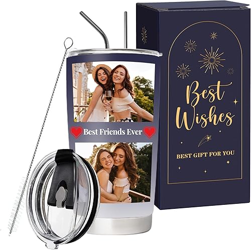 Vaso de fotos personalizado de 20 onzas con nombre de texto, vaso de acero inoxidable personalizado para café con tapas, regalos de cumpleaños