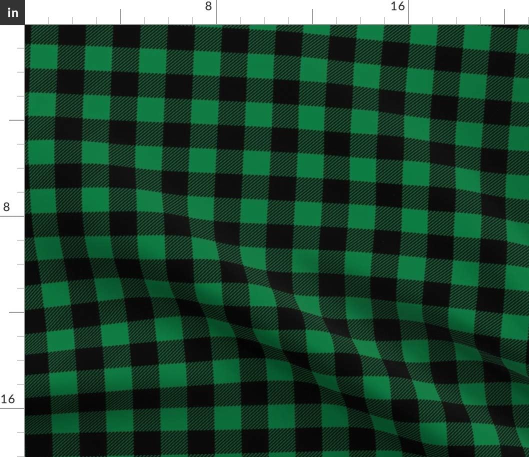 Spoonflower Fabric - Buffalo Plaid Green Christmas Check Xmas Printed on Petal Signature Cotton Fabric by The Yard - Sewing Quilting Apparel Crafts Decor