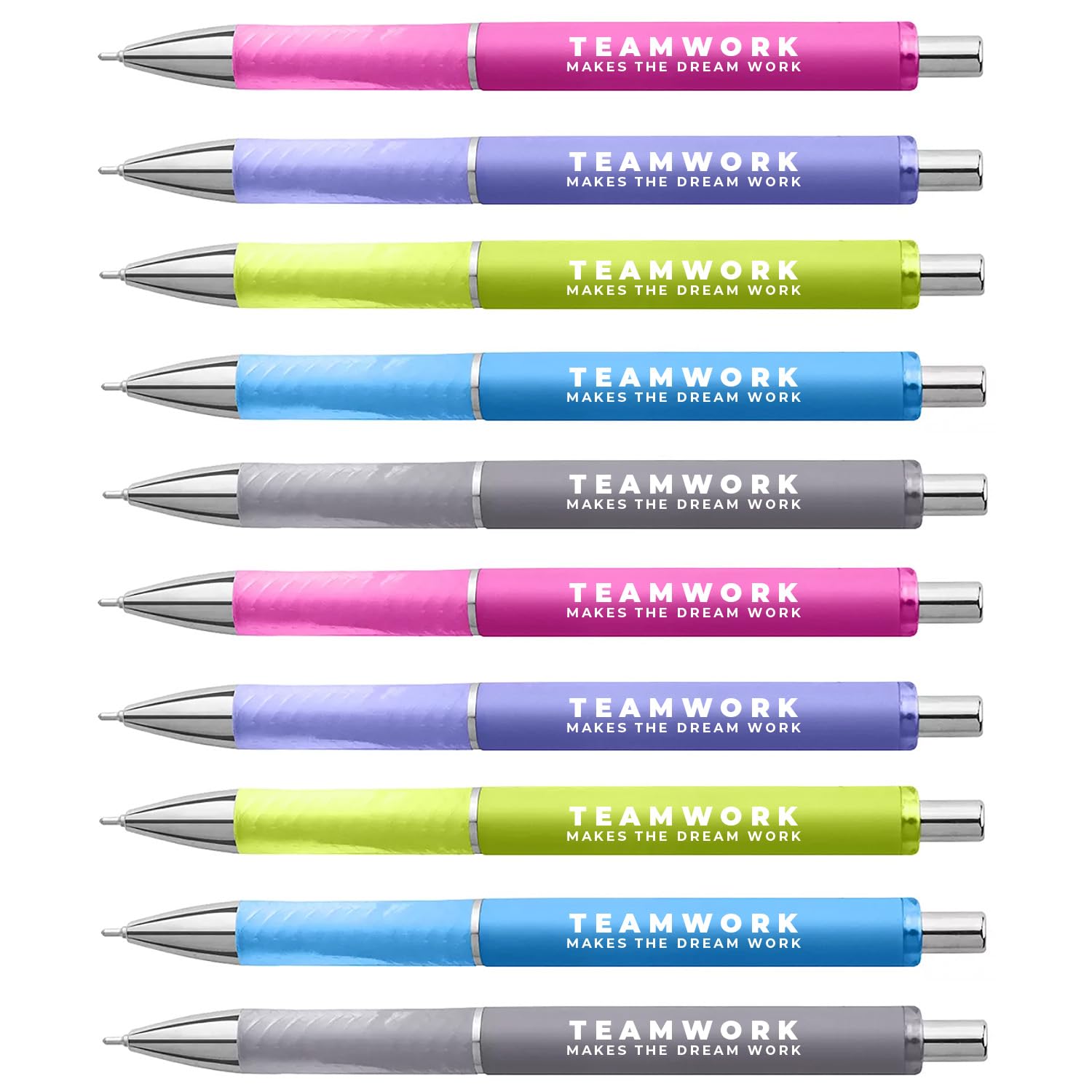 IMPRINTS ONLINE I Teamwork Makes The Dream Work Pen Set / 10 Black Ink Gel Glide Pens/Encouraging Pastel Office Supplies/Boss Appreciation Employee