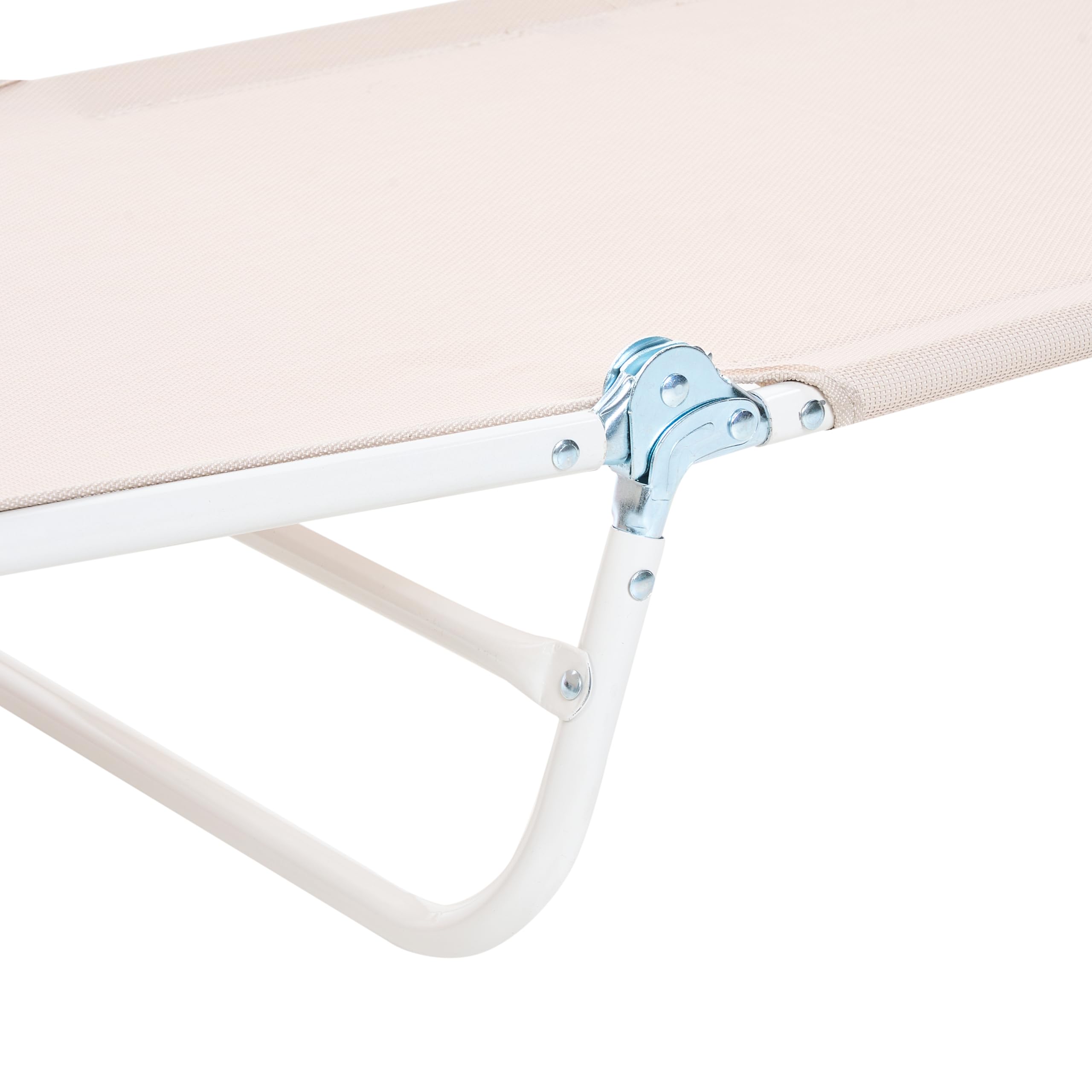 Beliani Sdraio da giardino pieghevole con seduta in rete e telaio in acciaio con maniglia resistente alle intemperie beige