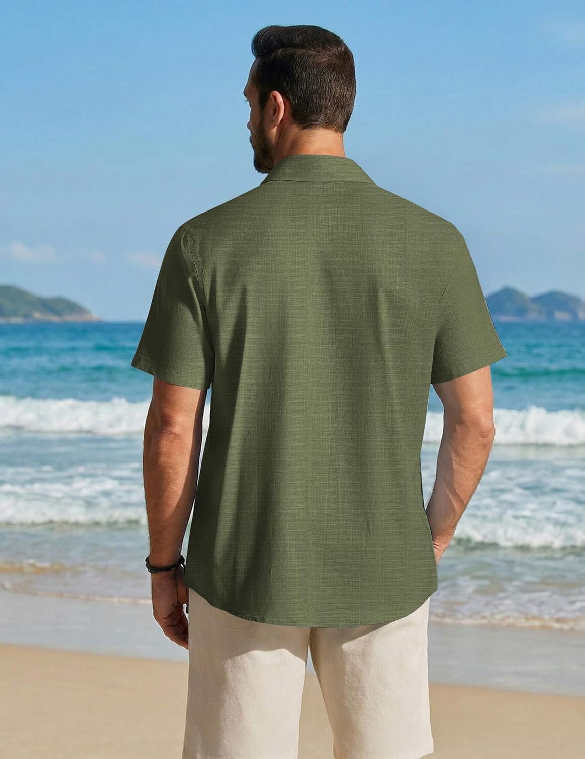 COOFANDY Men's Button Down Short Sleeve Shirt Cotton Casual Summer Shirts Textured Beach Vacation Shirts for Men - Image 9