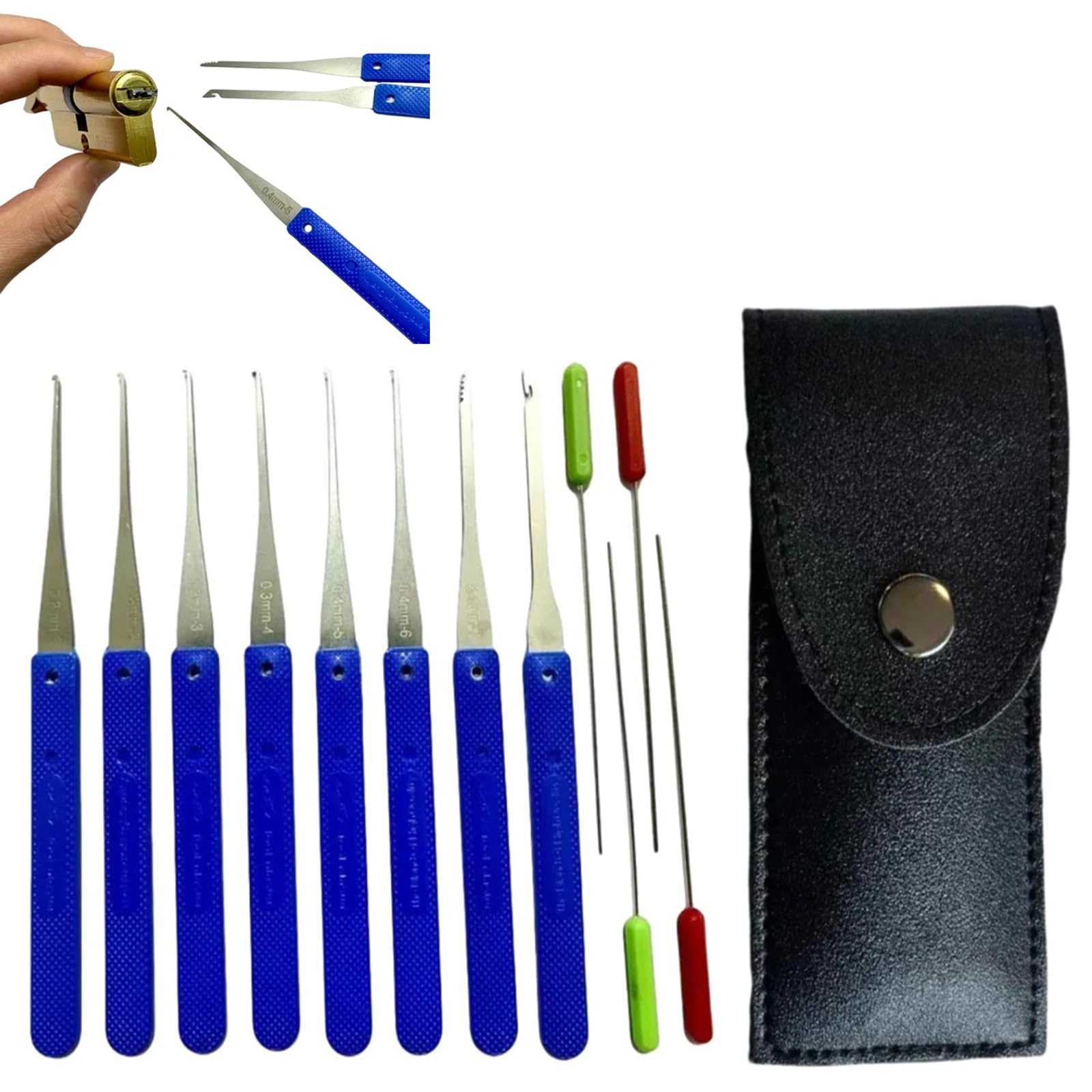 Set di 12 estrattori per chiavi rotte, kit professionale per estrarre chiavi con ganci e aghi, strumento universale per chiavi inceppate/spezzate in auto, case e casseforti (custodia portatile inclusa