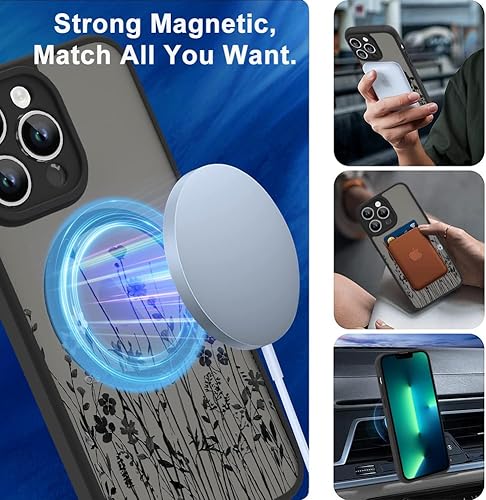 Miniatura 5 de OOK Funda magnética para iPhone 13 Pro compatible con MagSafe Funda delgada mate translúcida negra para iPhone 13 Pro, funda protectora para lente